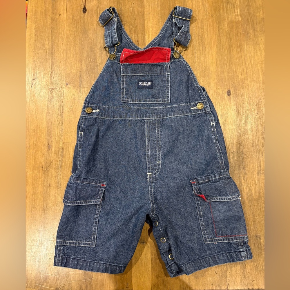 OshKosh Blue Denim Overalls with Red Details